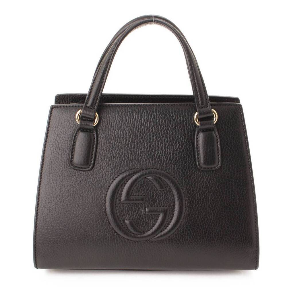 GucciGucci Interlocking GG Leather Handbag Shoulder Bag Black enticity